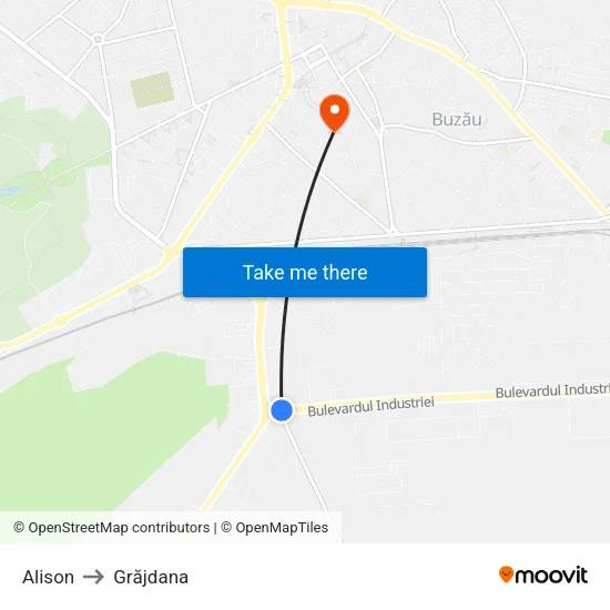 Alison to Grăjdana map