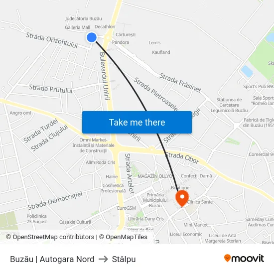 Buzău | Autogara Nord to Stâlpu map