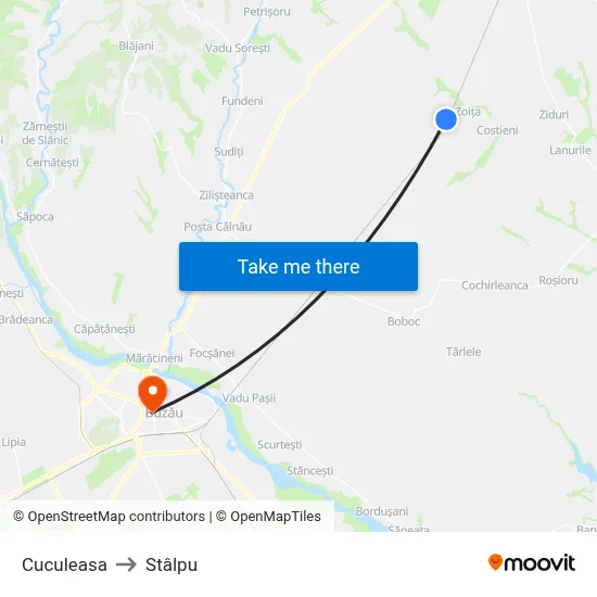 Cuculeasa to Stâlpu map