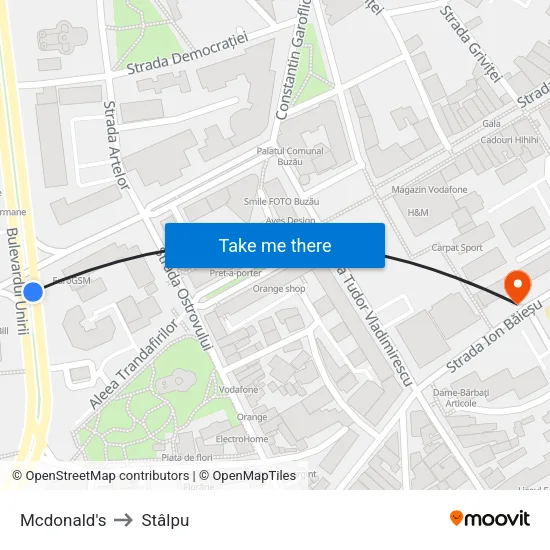 Mcdonald's to Stâlpu map