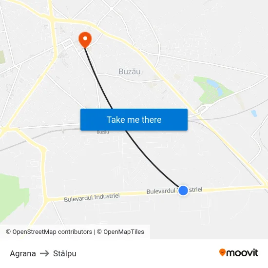 Agrana to Stâlpu map