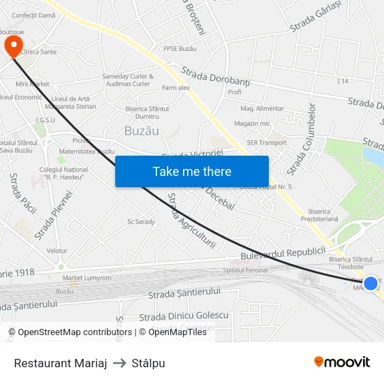 Restaurant Mariaj to Stâlpu map