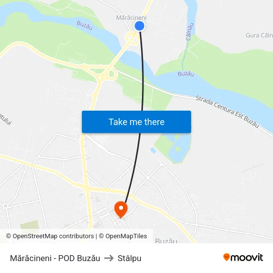 Mărăcineni - POD Buzău to Stâlpu map