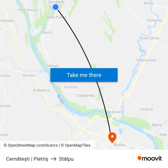 Cernătești | Pietriș to Stâlpu map