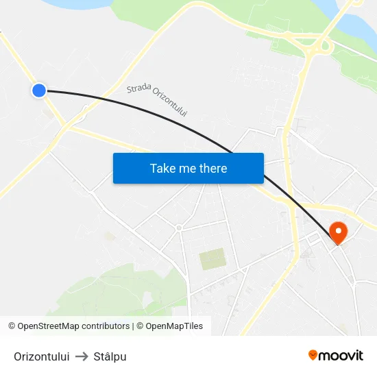 Orizontului to Stâlpu map