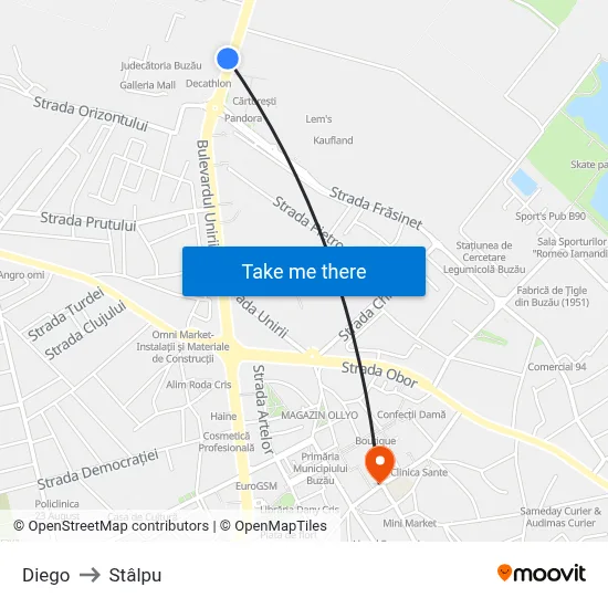 Diego to Stâlpu map