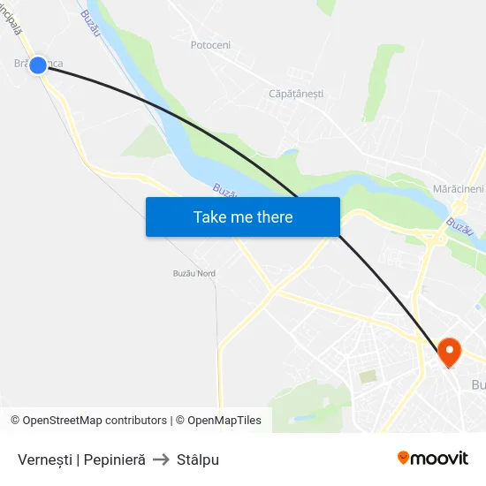 Vernești | Pepinieră to Stâlpu map