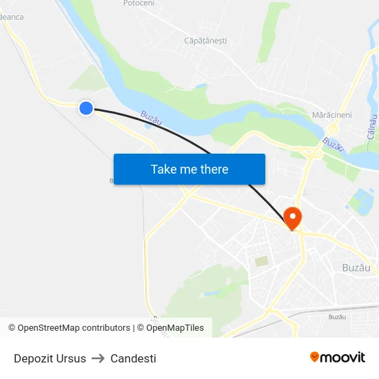 Depozit Ursus to Candesti map