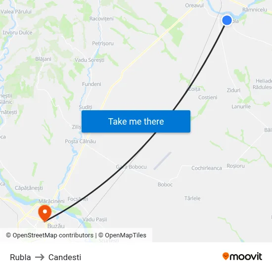 Rubla to Candesti map