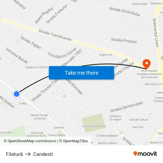 Filatură to Candesti map