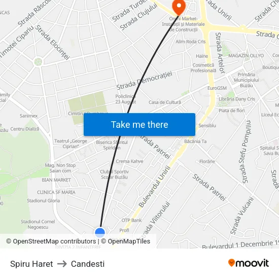 Spiru Haret to Candesti map