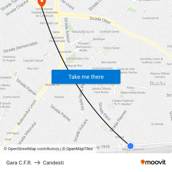 Gara C.F.R. to Candesti map