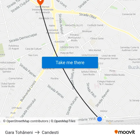 Gara Tohăneni to Candesti map