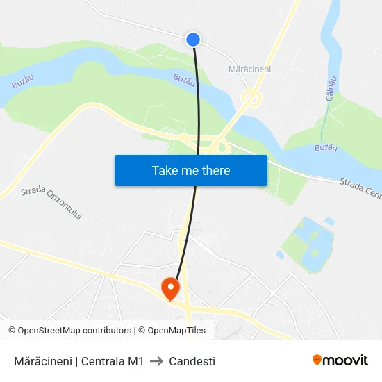 Mărăcineni | Centrala M1 to Candesti map