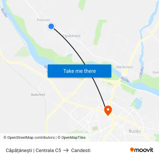 Căpățânești | Centrala C5 to Candesti map