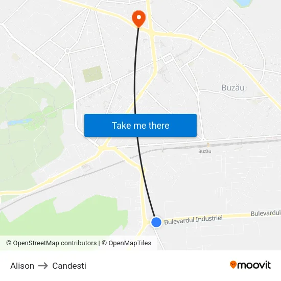 Alison to Candesti map