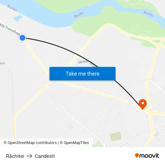 Răchitei to Candesti map