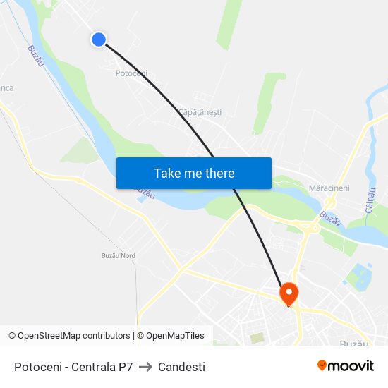 Potoceni - Centrala P7 to Candesti map