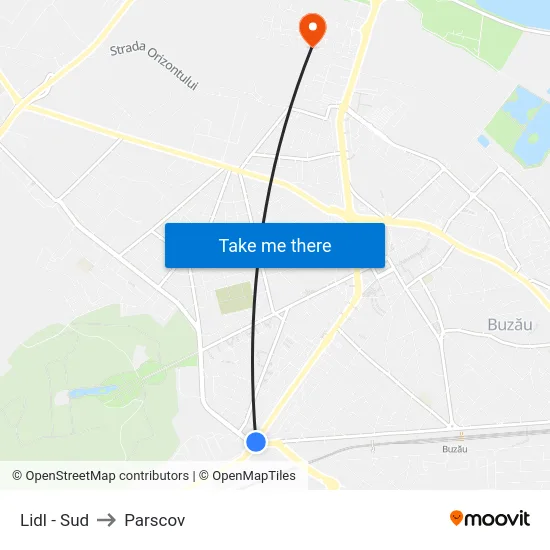 Lidl - Sud to Parscov map