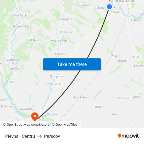 Plevna | Centru to Parscov map