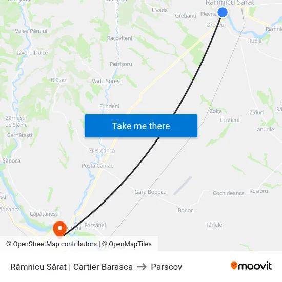 Râmnicu Sărat | Cartier Barasca to Parscov map