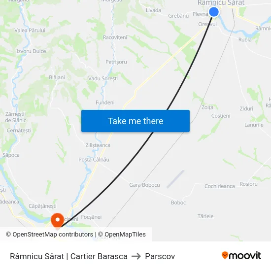 Râmnicu Sărat | Cartier Barasca to Parscov map