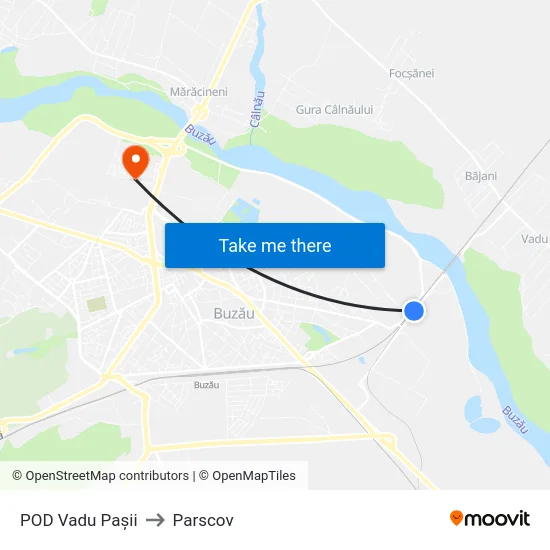 POD Vadu Pașii to Parscov map