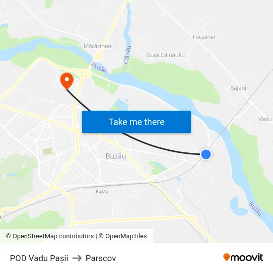 POD Vadu Pașii to Parscov map