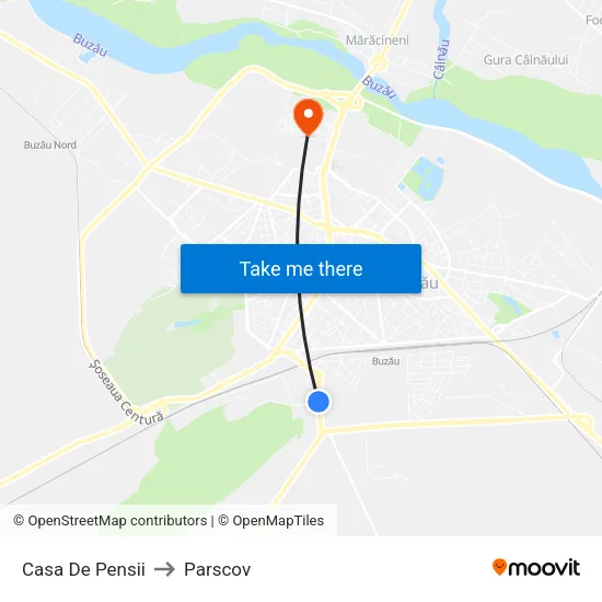 Casa De Pensii to Parscov map