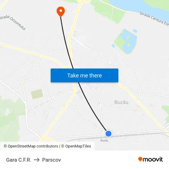 Gara C.F.R. to Parscov map