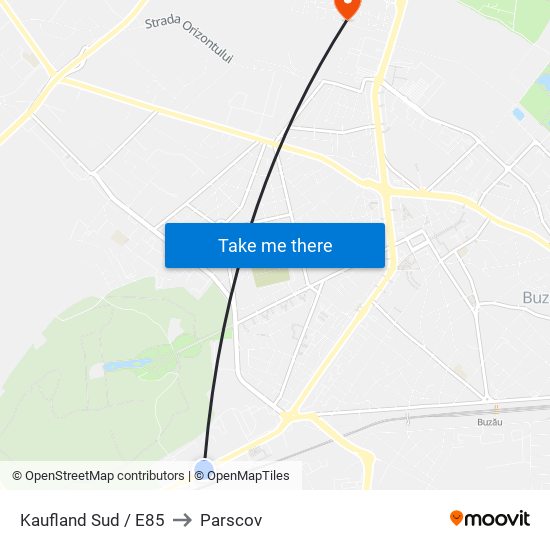 Kaufland Sud / E85 to Parscov map