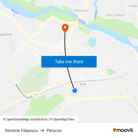 Dimitrie Filipescu to Parscov map