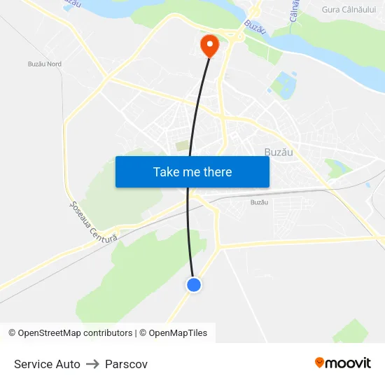 Service Auto to Parscov map