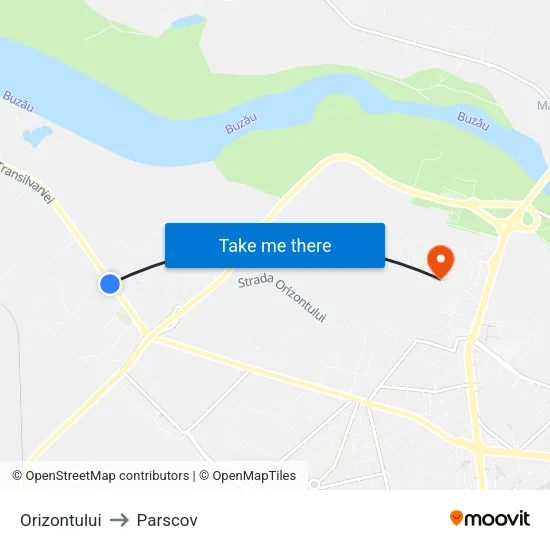 Orizontului to Parscov map