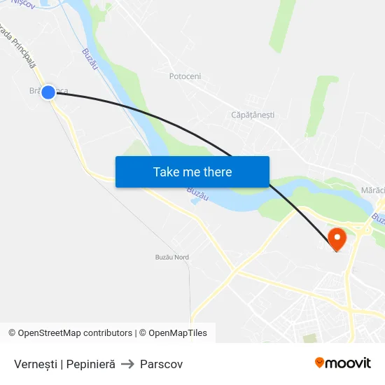 Vernești | Pepinieră to Parscov map