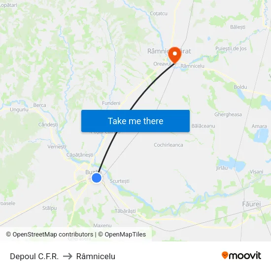 Depoul C.F.R. to Râmnicelu map