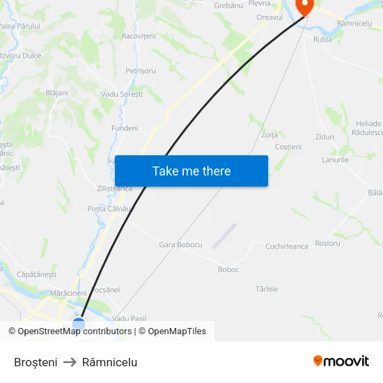 Broșteni to Râmnicelu map