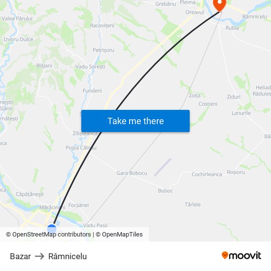 Bazar to Râmnicelu map