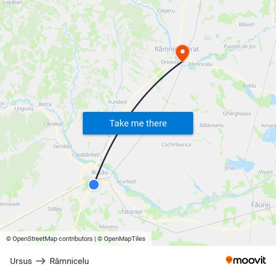 Ursus to Râmnicelu map