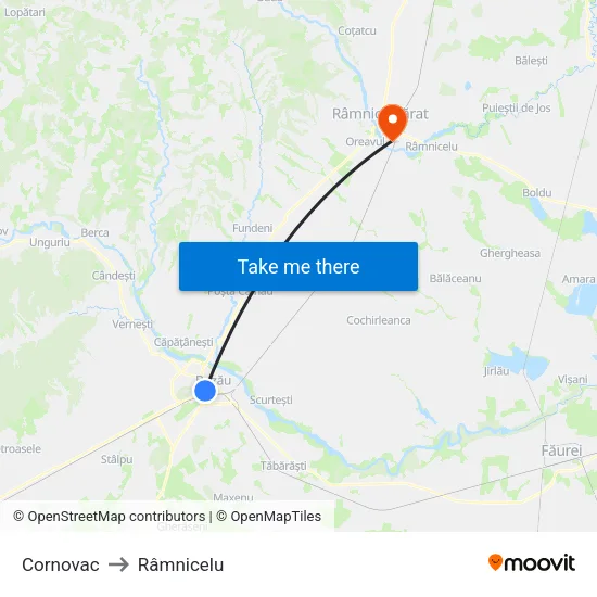 Cornovac to Râmnicelu map