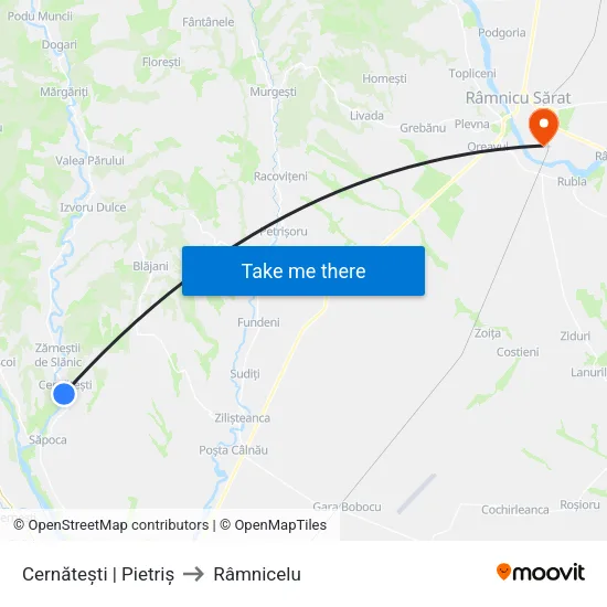 Cernătești | Pietriș to Râmnicelu map