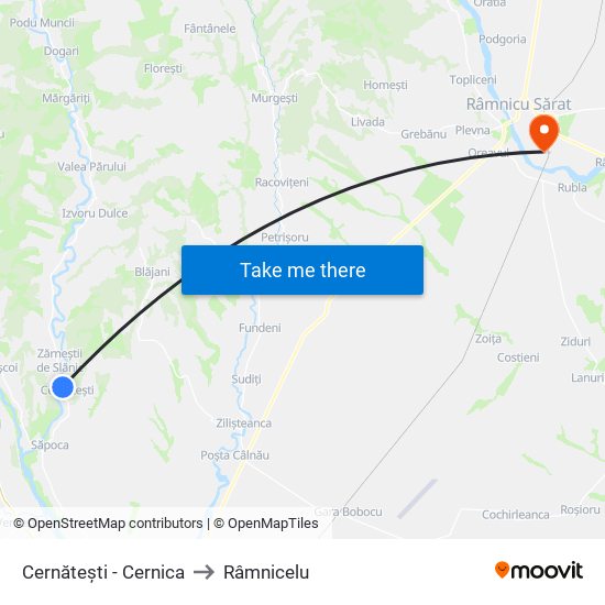 Cernătești - Cernica to Râmnicelu map