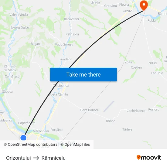 Orizontului to Râmnicelu map