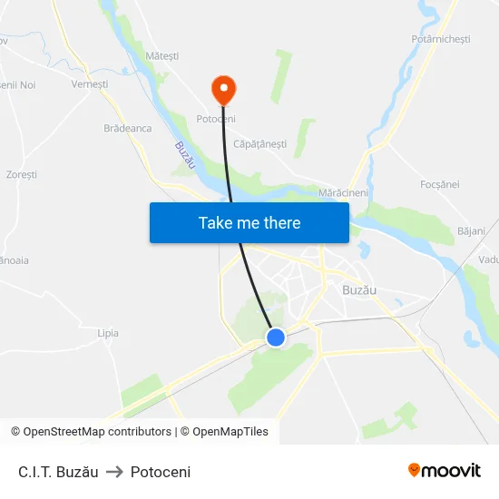 C.I.T. Buzău to Potoceni map