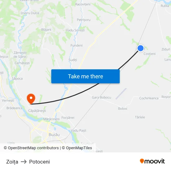 Zoița to Potoceni map