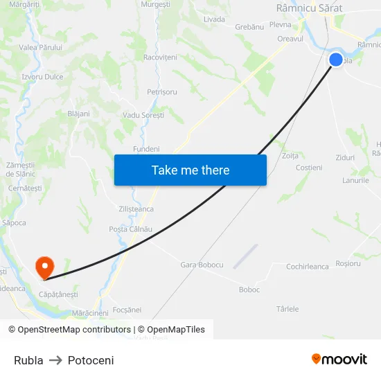 Rubla to Potoceni map