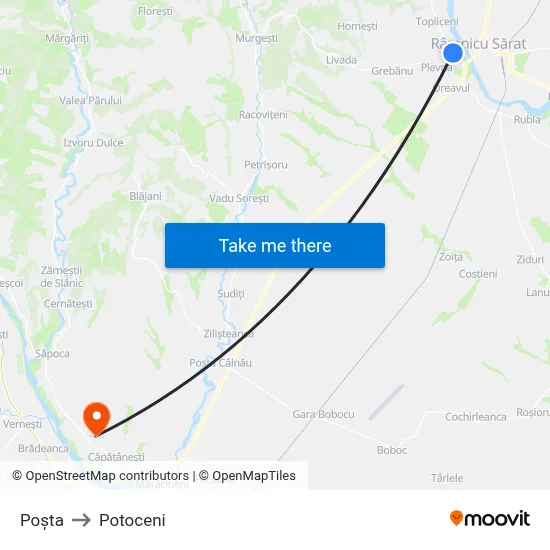 Poșta to Potoceni map