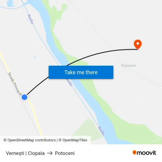 Vernești | Ciopala to Potoceni map
