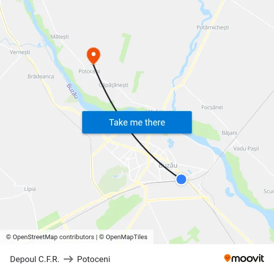 Depoul C.F.R. to Potoceni map