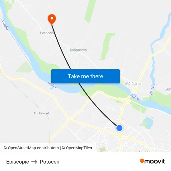 Episcopie to Potoceni map